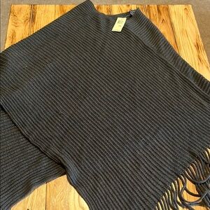 Max Edition Ribbed Knit Poncho/Cape with Fringe NWT